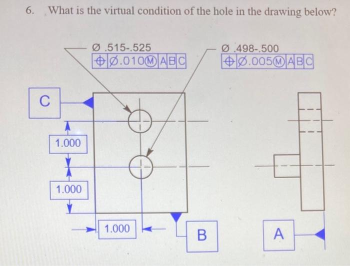 Solved 6. What is the virtual condition of the hole in the | Chegg.com