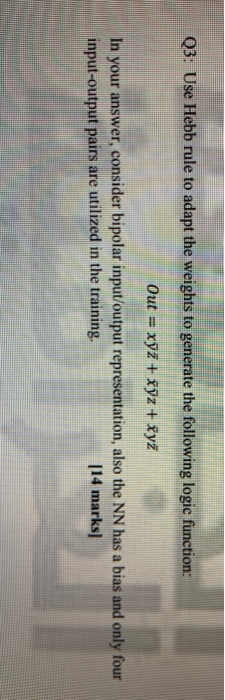 Q3: Use Hebb rule to adapt the weights to generate | Chegg.com