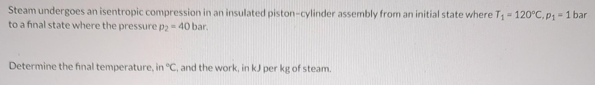 Solved Steam undergoes an isentropic compression in an | Chegg.com
