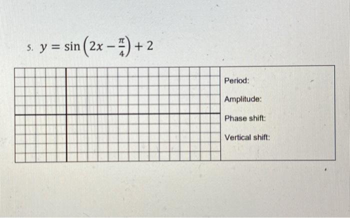 Solved y=−3cosxy=sin(x−2π)+2y=sin(2x−4π)+2y=2sin(21x+2π)y=−c | Chegg.com