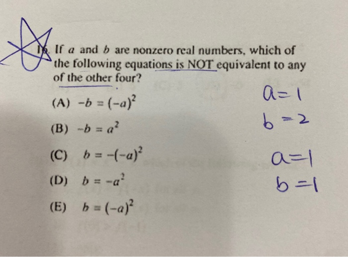 Solved B=2 Ir A And B Are Nonzero Real Numbers, Which Of The | Chegg.com