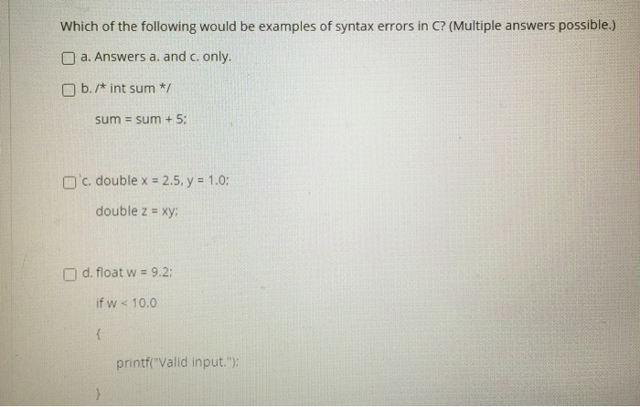 Solved Which of the following would be examples of syntax | Chegg.com
