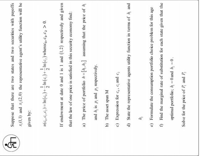 Solved Suppose that there are two states and two securities | Chegg.com