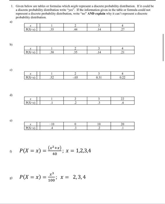 Solved 1. Given below are tables or formulas which might | Chegg.com