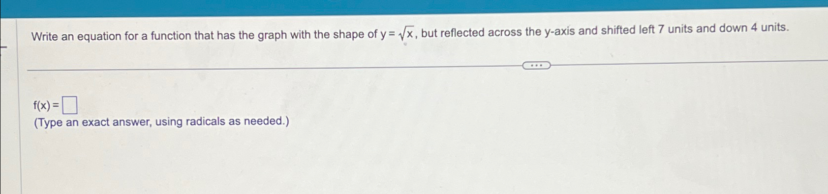 Solved Write an equation for a function that has the graph | Chegg.com