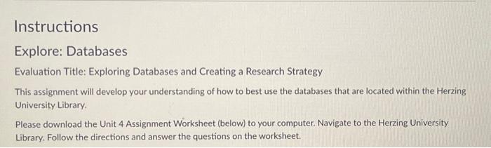 Instructions Explore: Databases Evaluation Title: | Chegg.com