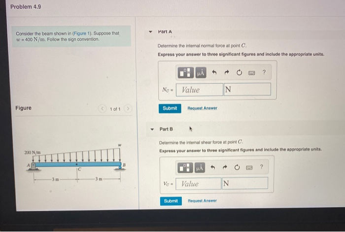 Solved Problem 4.9 Part A Consider the beam shown in (Figure | Chegg.com