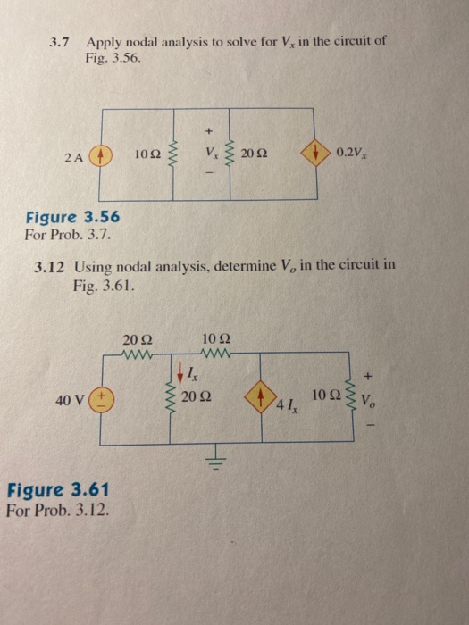 Solved 3.7 Apply nodal analysis to solve for V, in the | Chegg.com