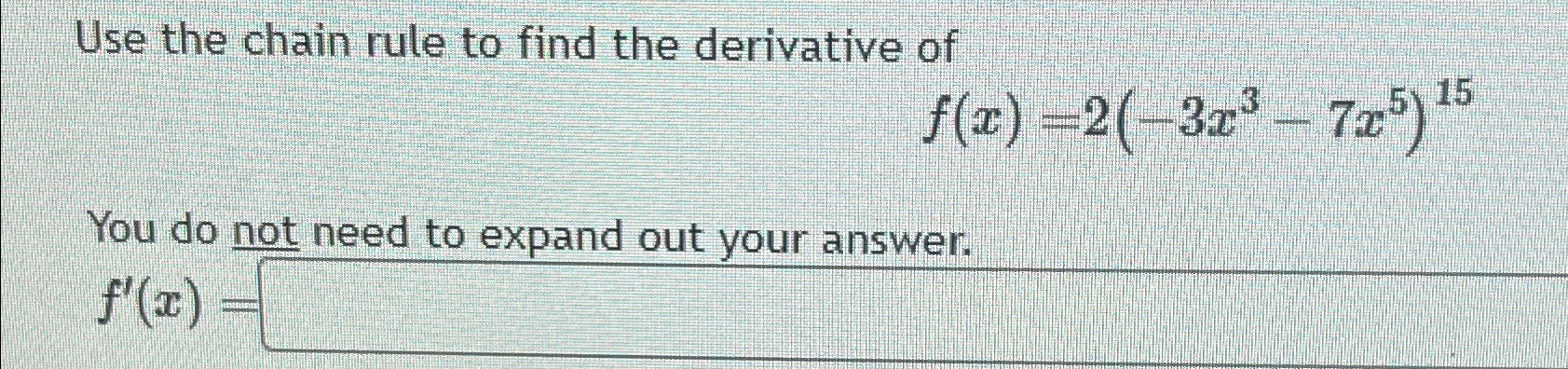 Solved Use the chain rule to find the derivative | Chegg.com