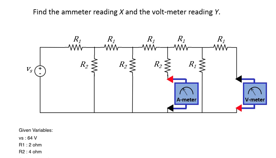Voltmeter Reading Examples Solved Find the ammeter reading \( X \) and the volt-meter | Chegg.com