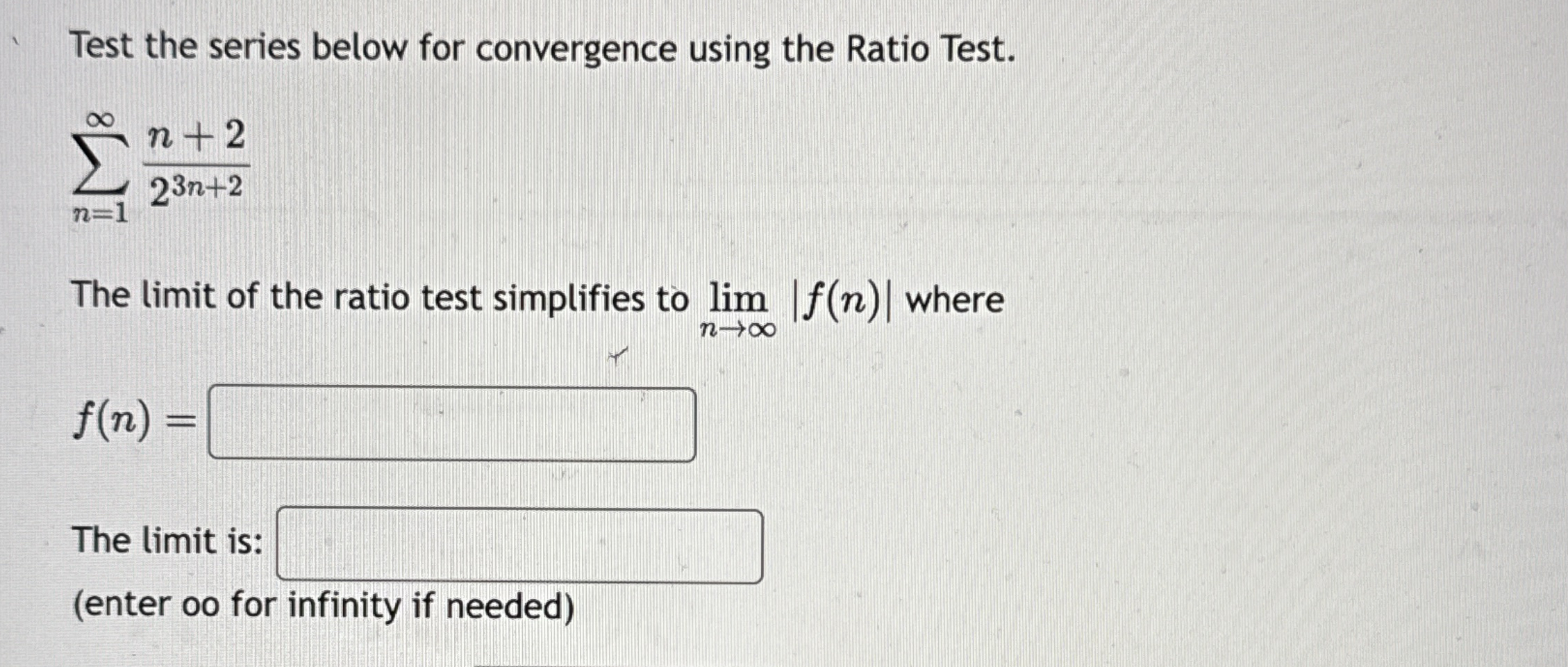 Solved Test the series below for convergence using the Ratio | Chegg.com