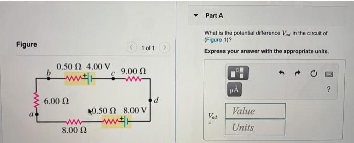 Solved Part A Figure What Is The Potential Difference Ved In Chegg Com