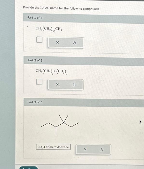 Solved Provide the IUPAC name for the following compounds. | Chegg.com