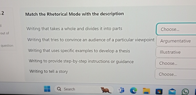 Solved 2Match the Rhetorical Mode with the | Chegg.com