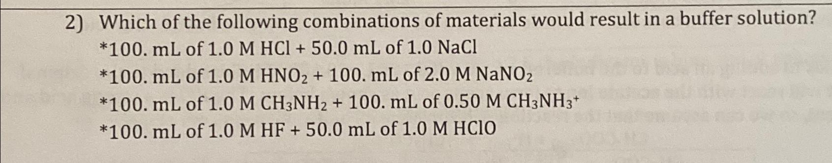 Solved Which of the following combinations of materials | Chegg.com