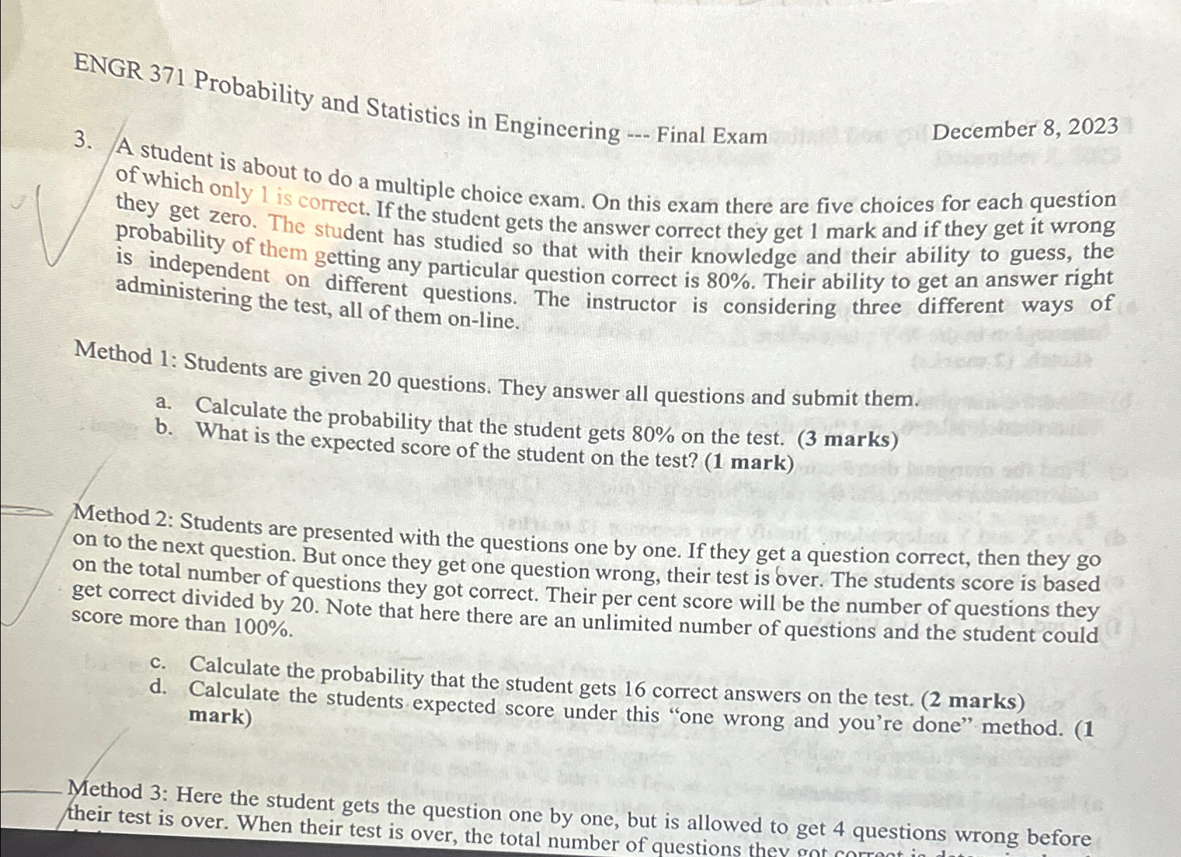 Solved ENGR 371 ﻿Probability and Statistics in Engineering | Chegg.com