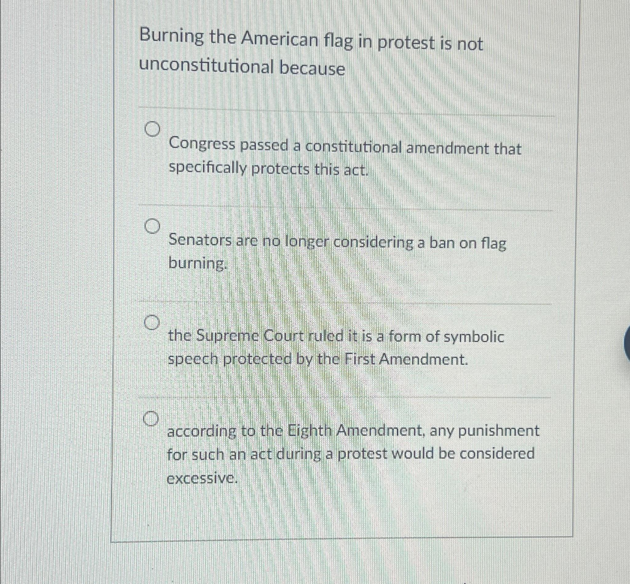 solved-burning-the-american-flag-in-protest-is-not-chegg