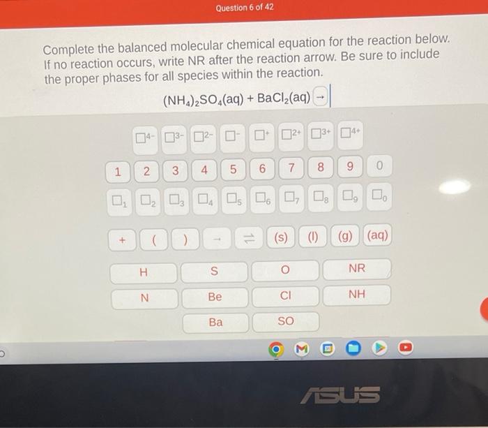Solved Complete the balanced molecular chemical equation for