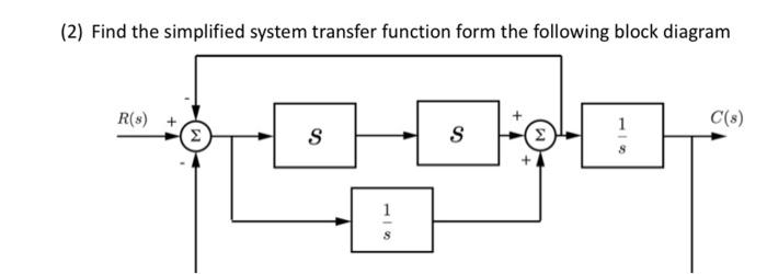 Solved (2) Find the simplified system transfer function form | Chegg.com
