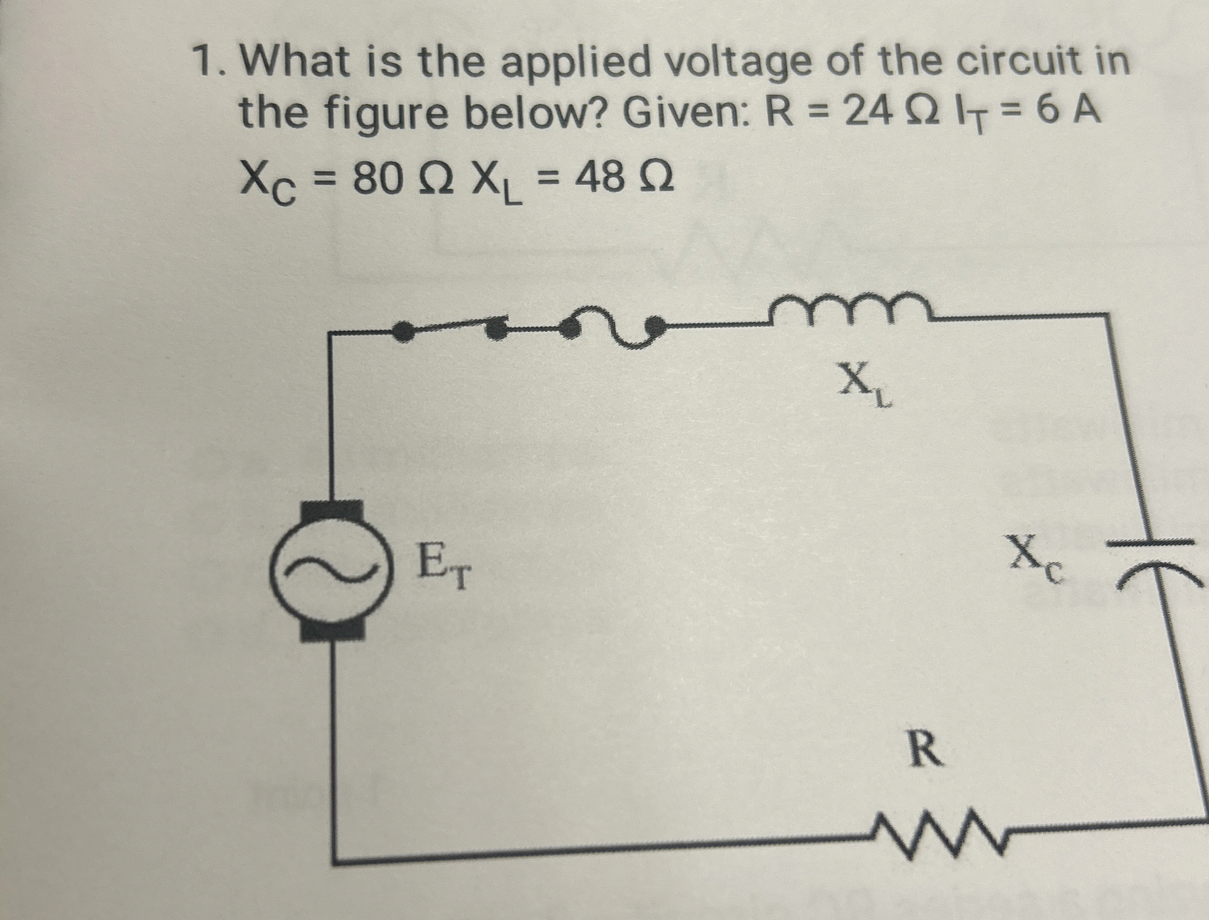 Solved by an EXPERT What is the applied voltage of the circuit in the ...