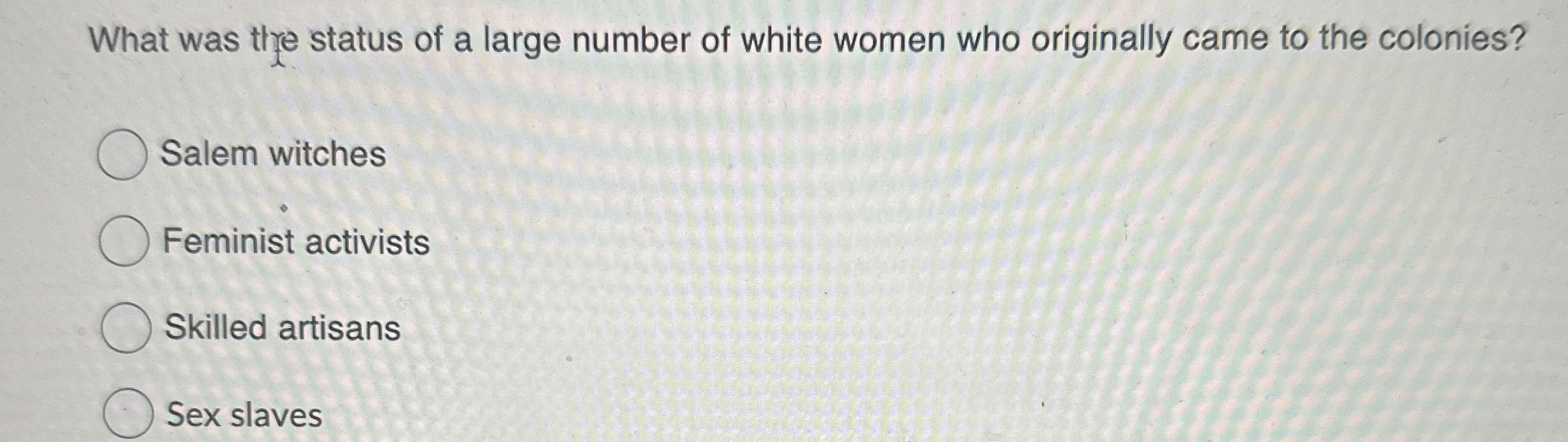 Solved What was the status of a large number of white women