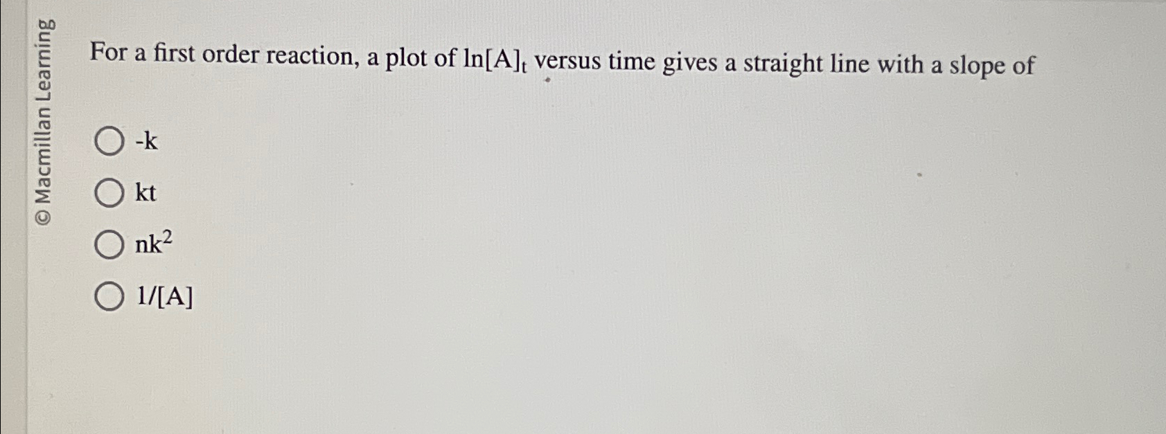 Solved ()∞ ﻿For a first order reaction, a plot of ln[A]t | Chegg.com