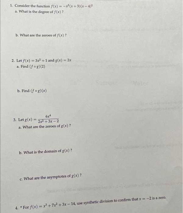 Solved Consider the function f(x)=−x3(x+3)(x−4)2 a. What is | Chegg.com