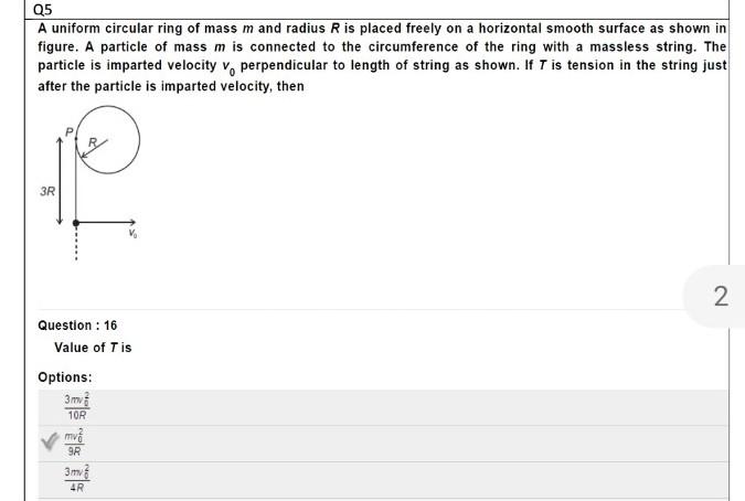 Solved Q5 A uniform circular ring of mass m and radius R is | Chegg.com