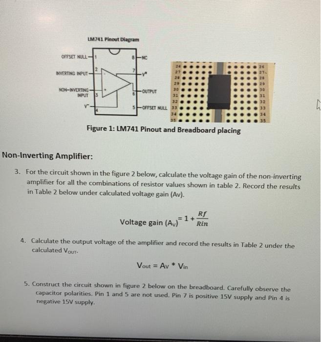 LM741 Pinout Diagram OFFSET NULLI 8NC 2 INVERTING | Chegg.com