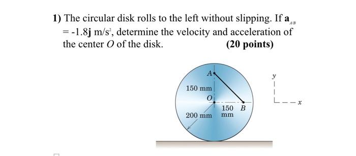 Solved 1) The circular disk rolls to the left without | Chegg.com