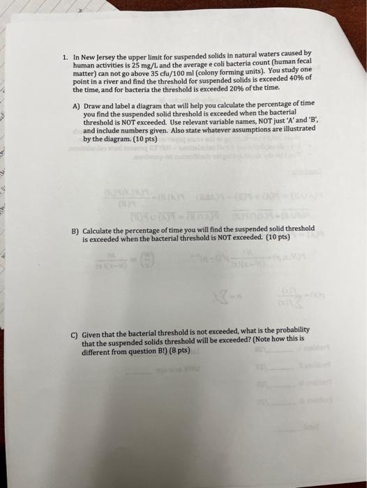 Solved 1. In New Jersey the upper limit for suspended solids | Chegg.com