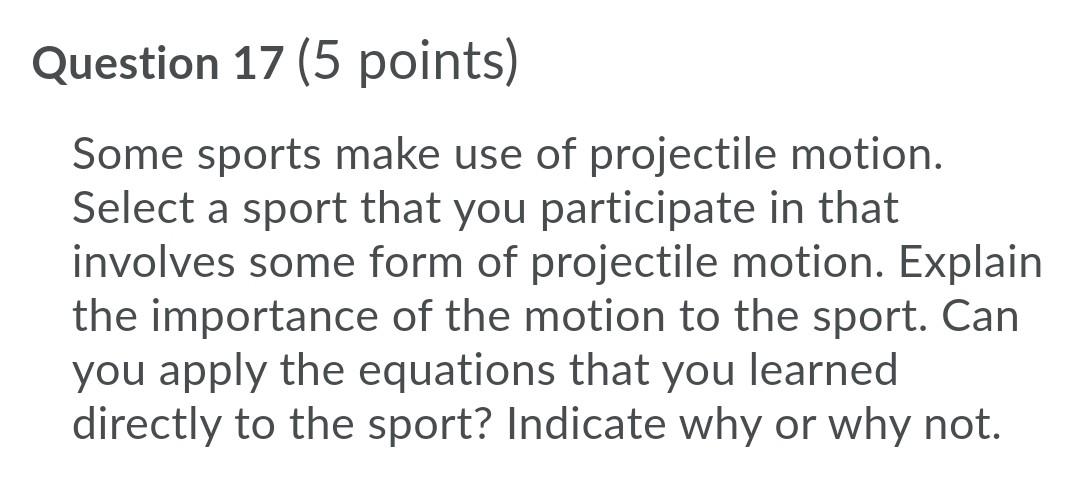 Projectiles In Sport –