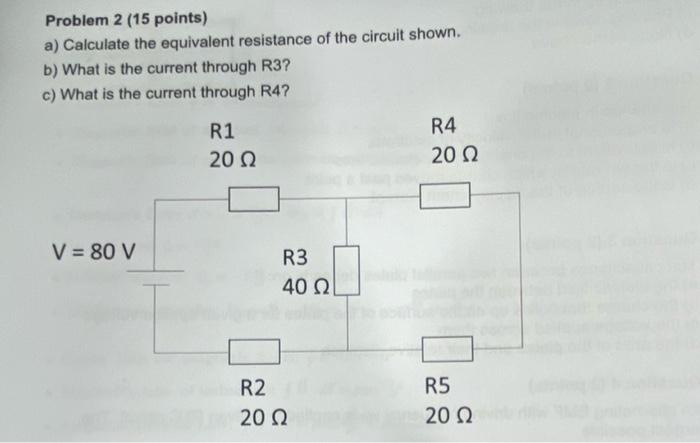 Solved Problem 2 (15 points) a) Calculate the equivalent | Chegg.com