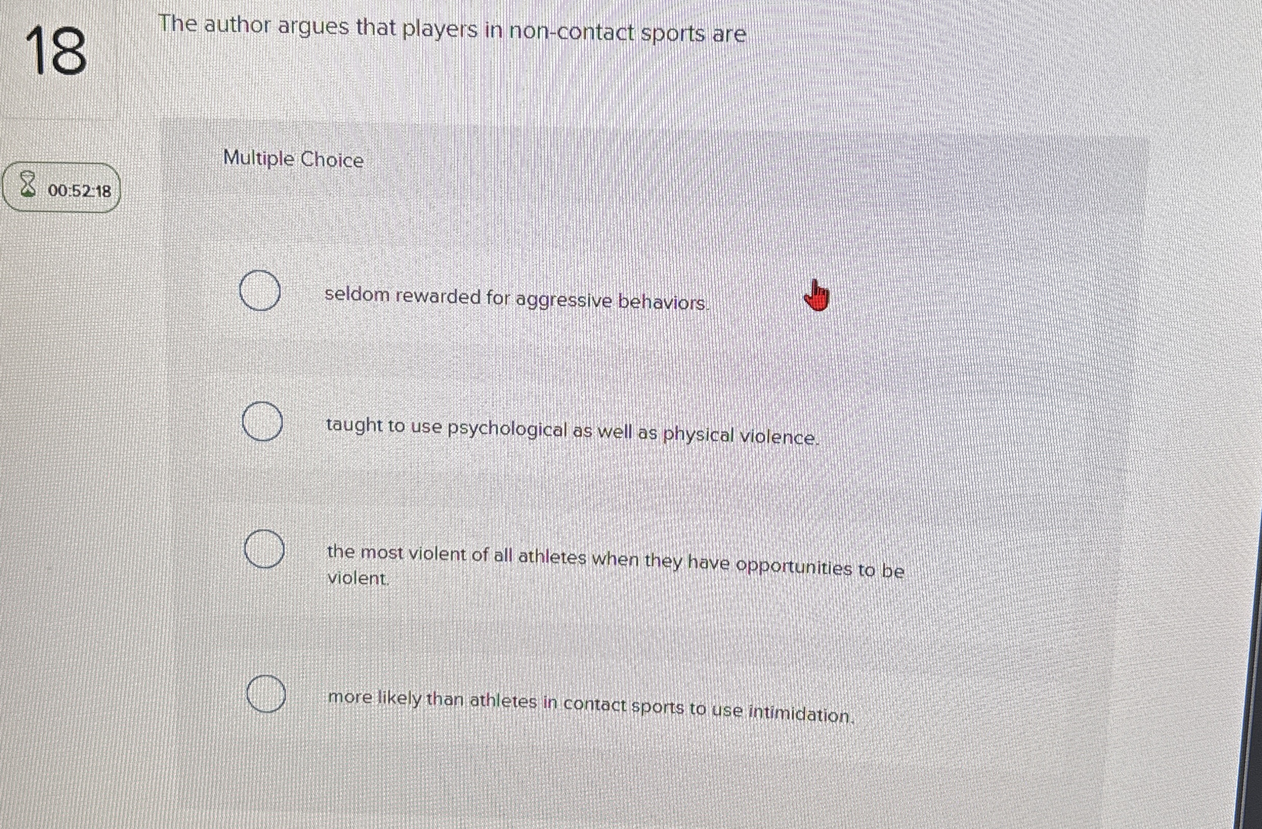 Solved 18The author argues that players in noncontact