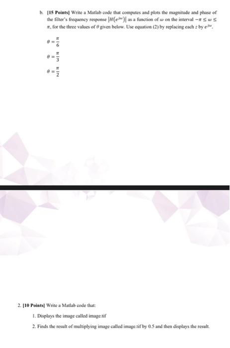 Solved b. [15 Points Write a Matlab code that computes and | Chegg.com