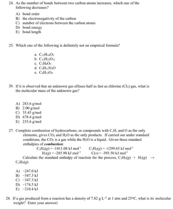 Solved 24. As the number of bonds between two carbon atoms | Chegg.com