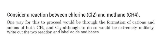 Solved Consider a reaction between chlorine (Cl2 and methane | Chegg.com