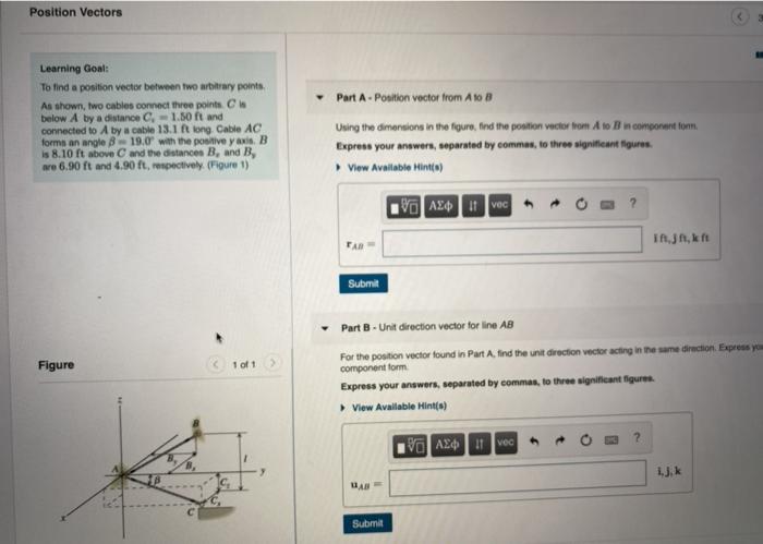 Solved Position Vectors Learning Goal: To find a position | Chegg.com