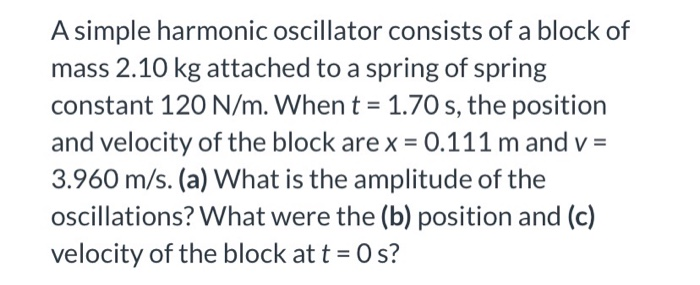 Solved A simple harmonic oscillator consists of a block of | Chegg.com