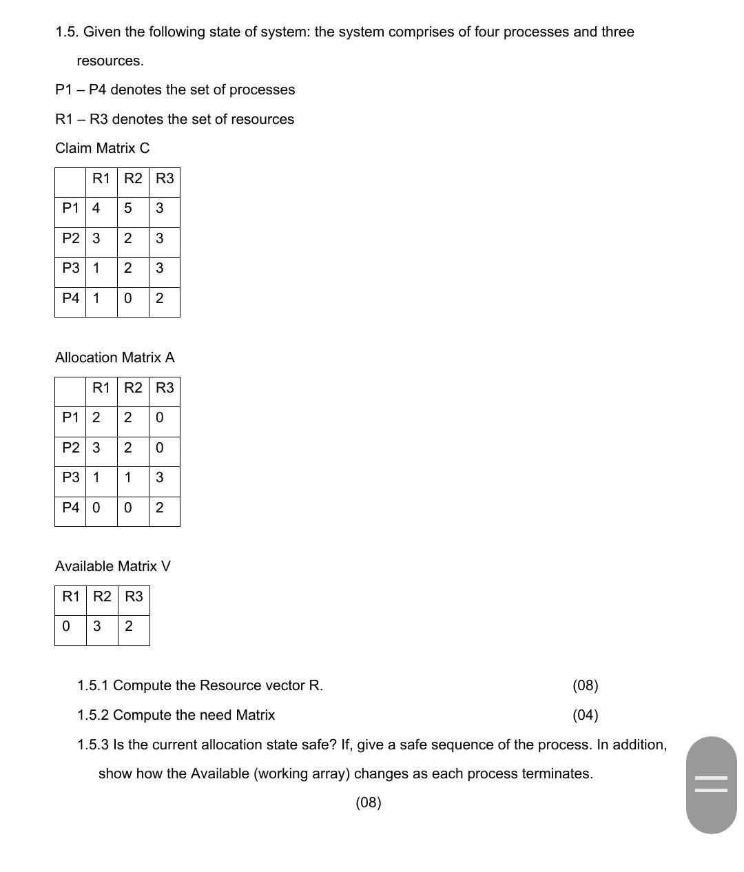 Solved 1.5. Given the following state of system: the system | Chegg.com