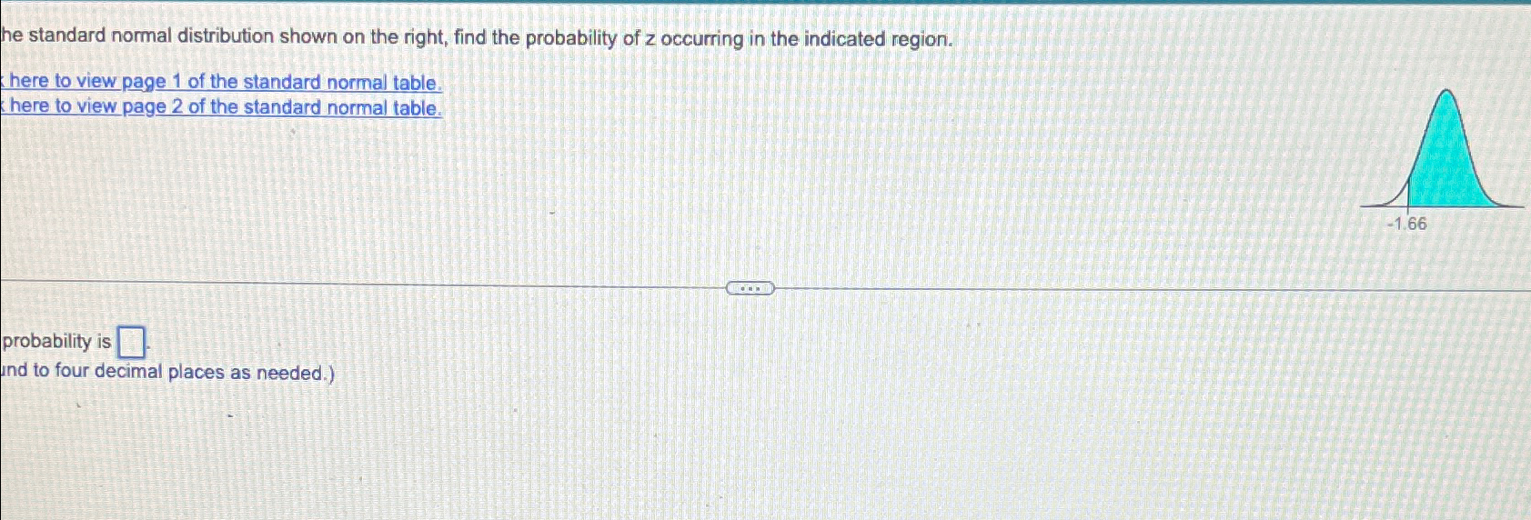 Solved for the standard normal distribution shown on the | Chegg.com