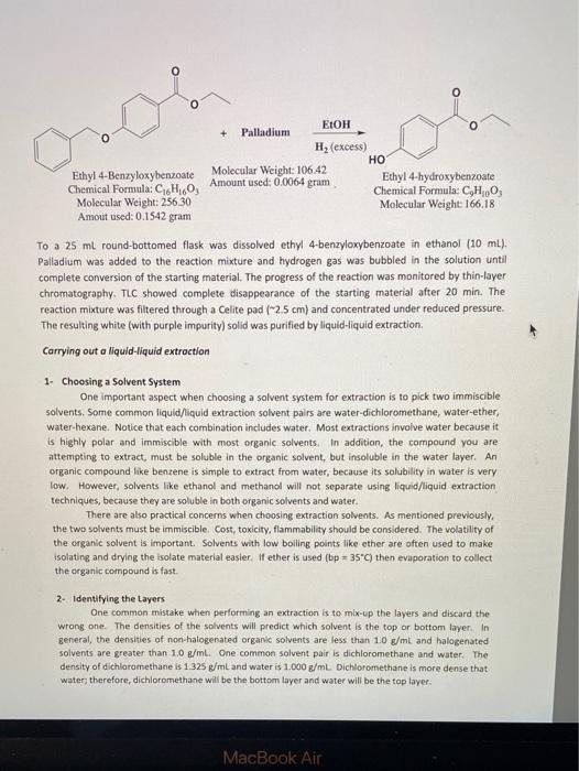 Solved liquid liquid extraction lab repot... i must write a