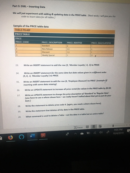 Solved Course Assignment - SQL DDL, DML and Referential | Chegg.com