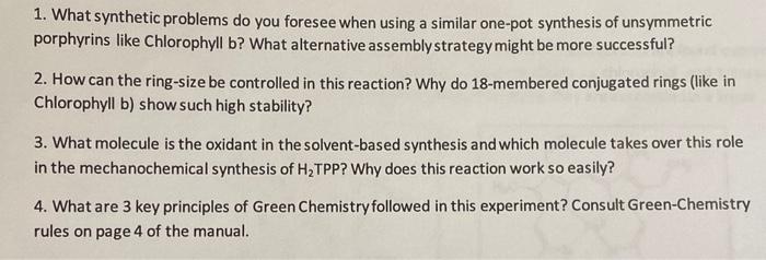 Solved 1. What synthetic problems do you foresee when using | Chegg.com