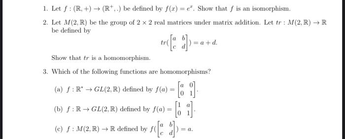 Solved 1 Let F R → R Be Defined By F X Ex Show That