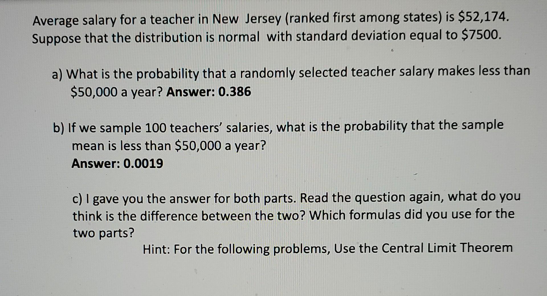 Solved Average salary for a teacher in New Jersey (ranked