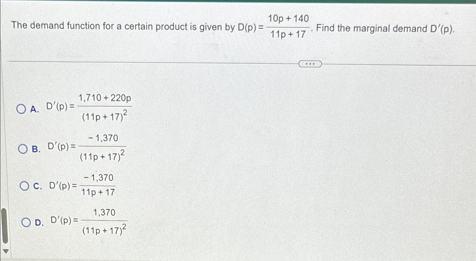 Solved The demand function for a certain product is given by | Chegg.com