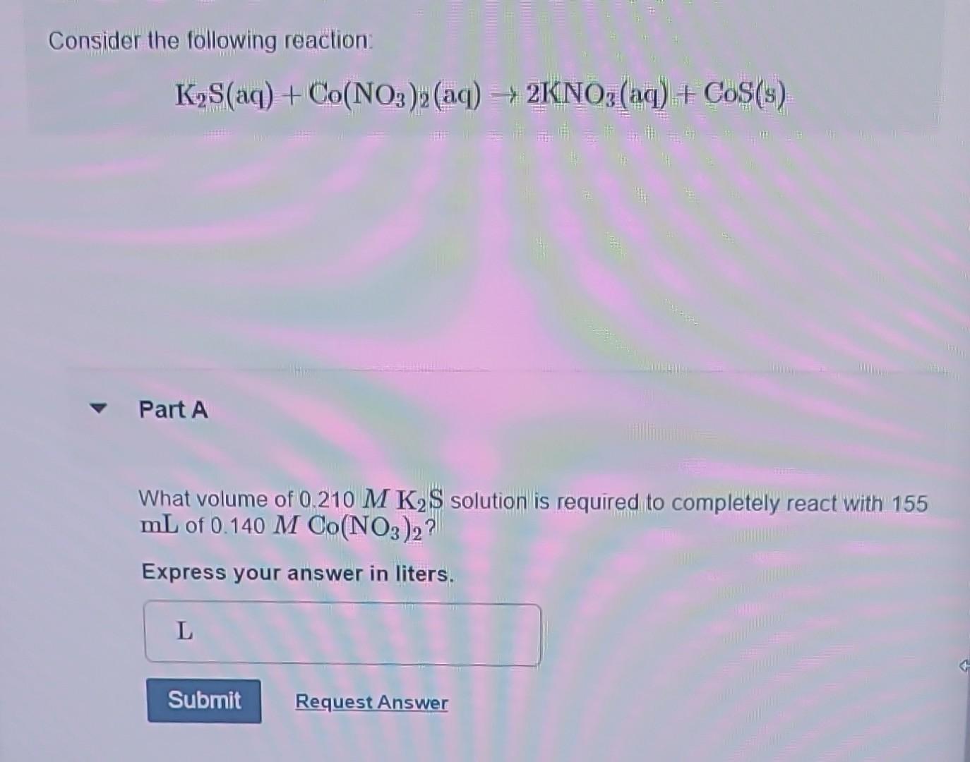 Solved Consider The Following Reaction K2 