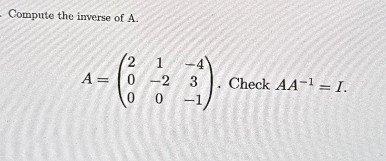 Solved Compute The Inverse Of | Chegg.com