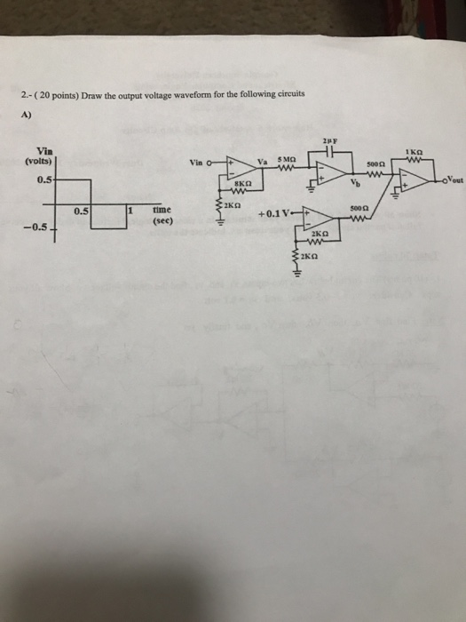 Solved 2.-(20 points) Draw the output voltage waveform for | Chegg.com